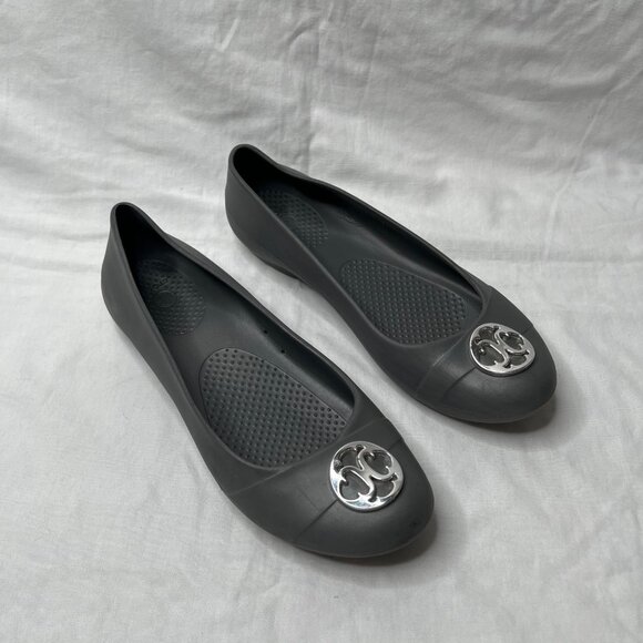 Crocs Womens Gianna Disc Gray Slip On Comfort Ballet Flats Size 9 - Picture 2 of 10